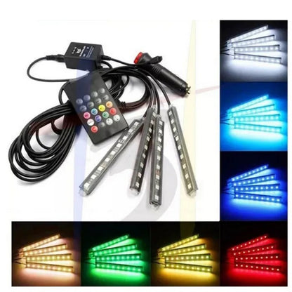 Car Interior Floor Decorative Atmosphere Light Remote Control RGB Light with Music Sensor