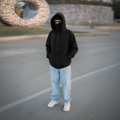 Premium Cotton BALACLAVA HOODIE LIMITED BLACK