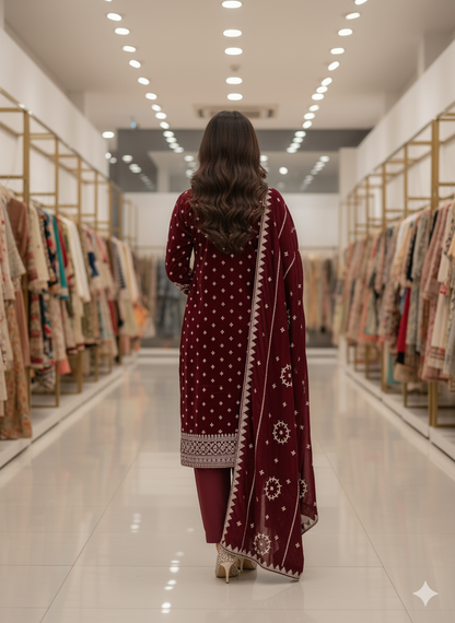 Superior Premium 9000 Micro Velvet Dress Embroidered 3 Piece Unstitched