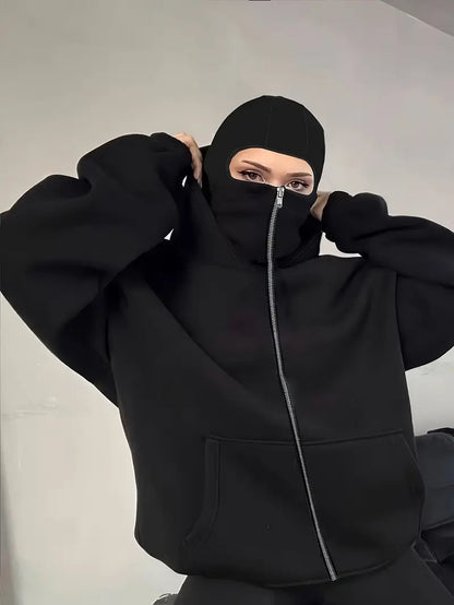 Premium Cotton BALACLAVA HOODIE LIMITED BLACK