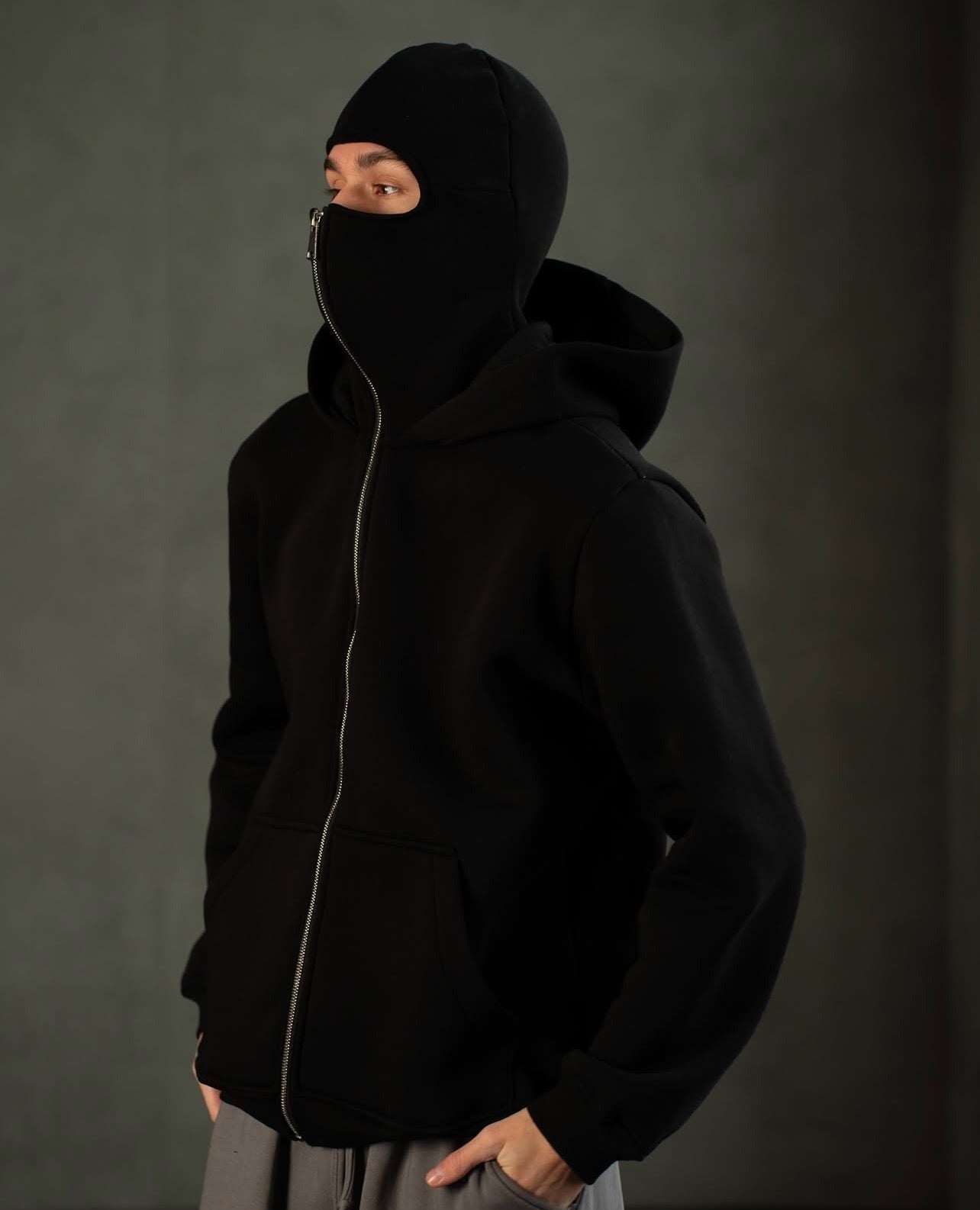 Premium Cotton BALACLAVA HOODIE LIMITED BLACK